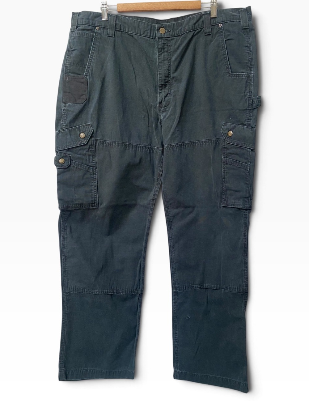 Carhartt 44x32 Ripstop Black Cargo Double Knee Work Pants 44x32